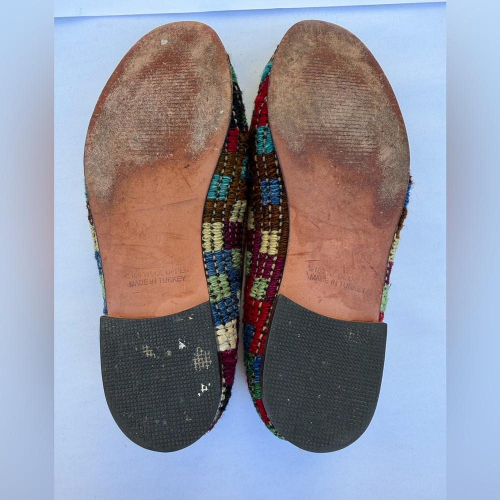 Res Ipsa Kilim Slippers – Handmade Woven Wool & Leather – Size 10 - Picture 8 of 10